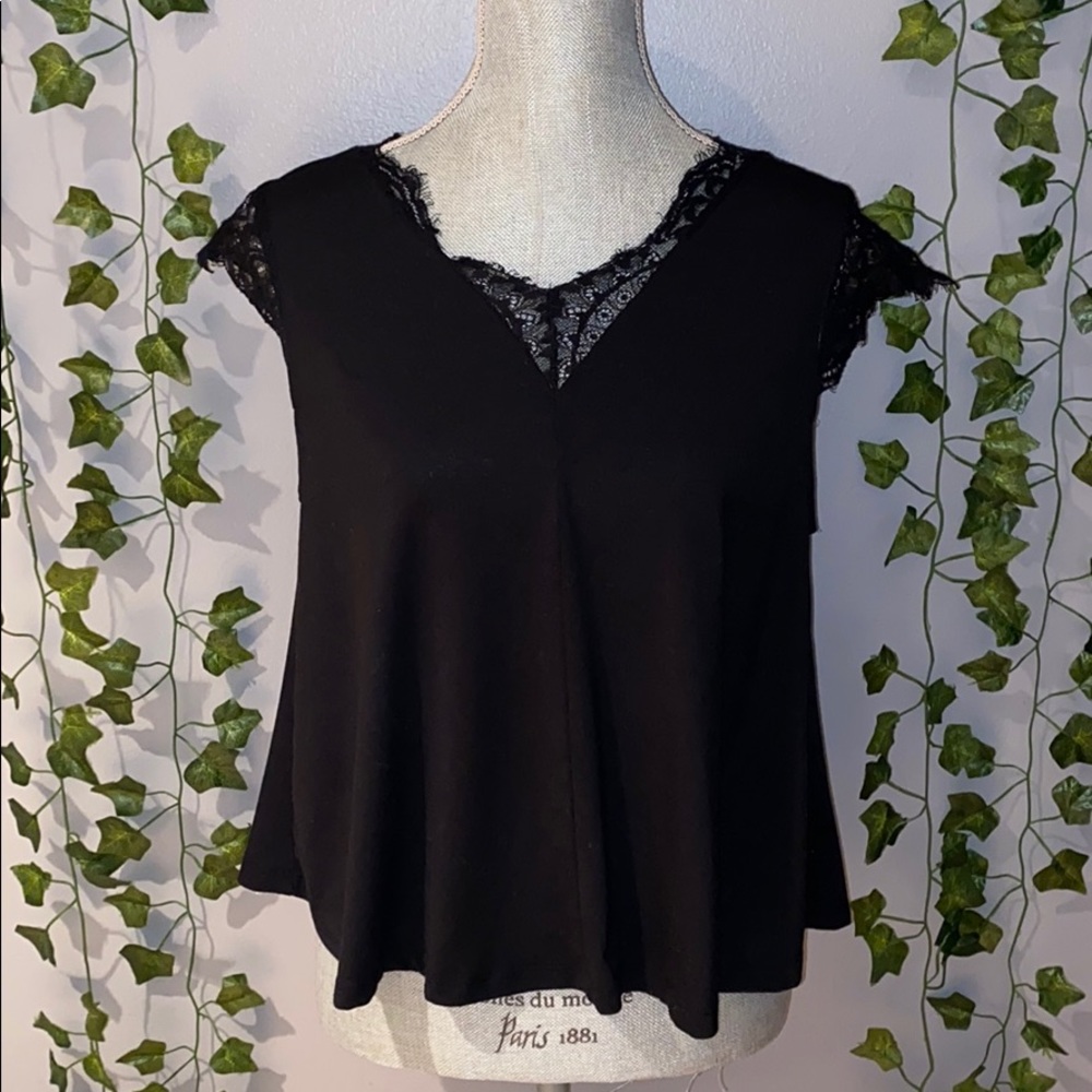 Woman's Shein Black Lace Short Sleeve Blouse S